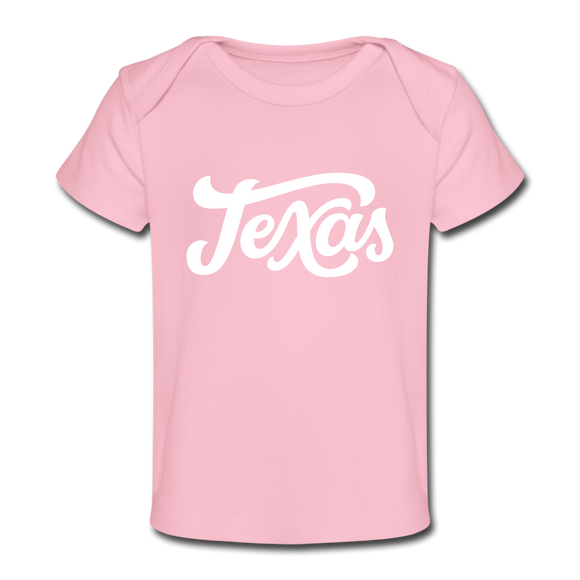 Texas Baby T-Shirt - Organic Hand Lettered Texas Infant T-Shirt - light pink