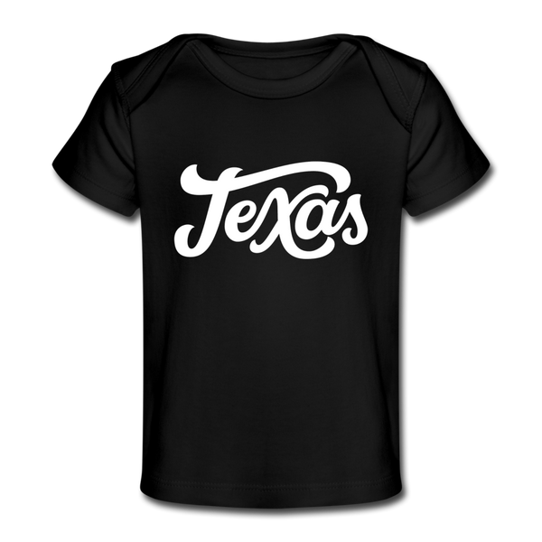 Texas Baby T-Shirt - Organic Hand Lettered Texas Infant T-Shirt - black