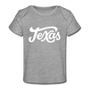 Texas Baby T-Shirt - Organic Hand Lettered Texas Infant T-Shirt - heather gray
