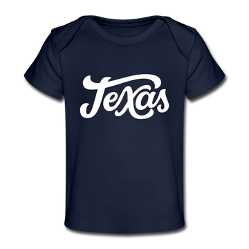 Texas Baby T-Shirt - Organic Hand Lettered Texas Infant T-Shirt - dark navy