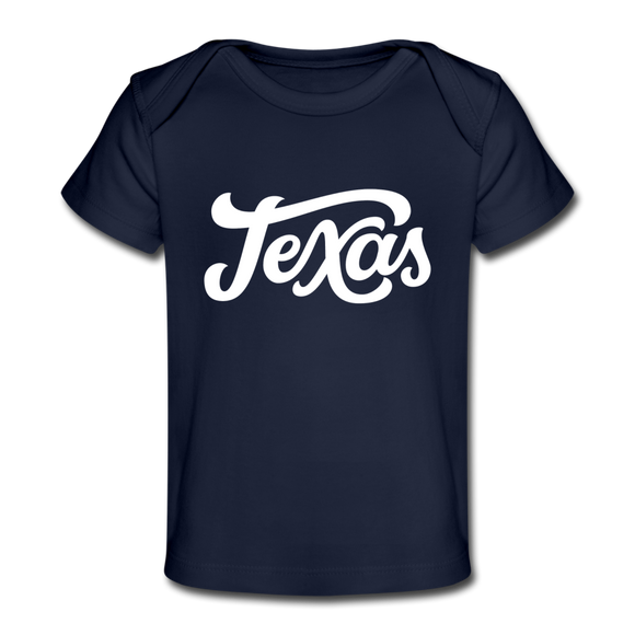 Texas Baby T-Shirt - Organic Hand Lettered Texas Infant T-Shirt - dark navy