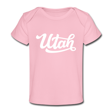 Utah Baby T-Shirt - Organic Hand Lettered Utah Infant T-Shirt - light pink