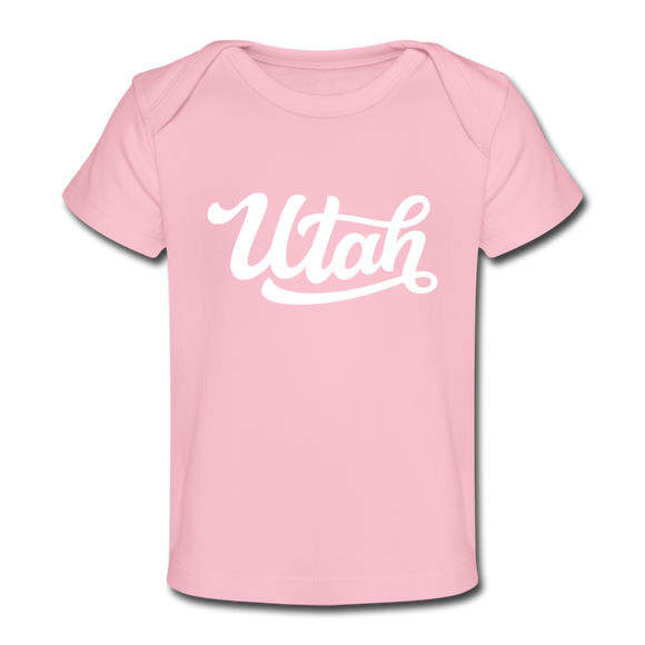 Utah Baby T-Shirt - Organic Hand Lettered Utah Infant T-Shirt - light pink