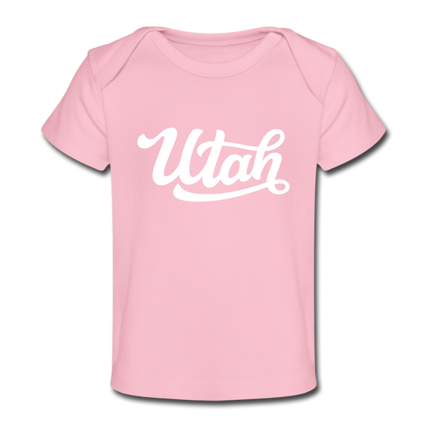 Utah Baby T-Shirt - Organic Hand Lettered Utah Infant T-Shirt - light pink