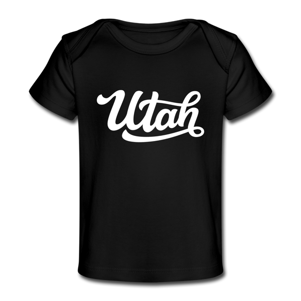 Utah Baby T-Shirt - Organic Hand Lettered Utah Infant T-Shirt - black
