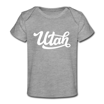 Utah Baby T-Shirt - Organic Hand Lettered Utah Infant T-Shirt - heather gray