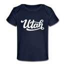 Utah Baby T-Shirt - Organic Hand Lettered Utah Infant T-Shirt - dark navy