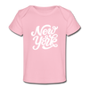 New York Baby T-Shirt - Organic Hand Lettered New York Infant T-Shirt - light pink