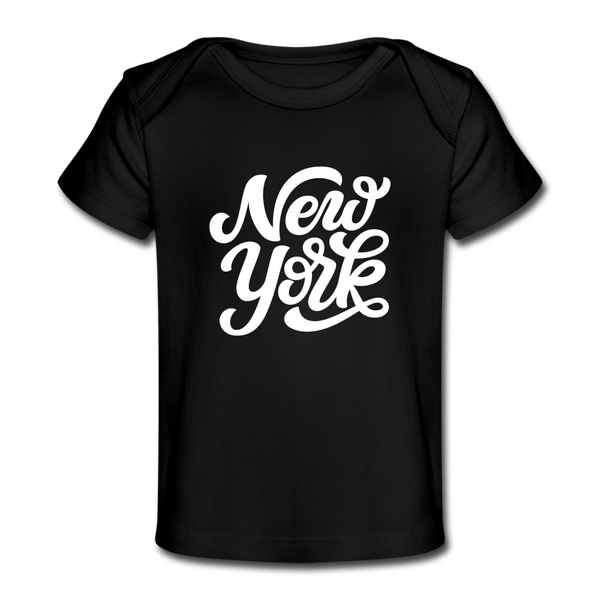 New York Baby T-Shirt - Organic Hand Lettered New York Infant T-Shirt - black
