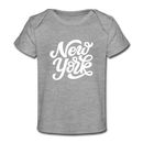 New York Baby T-Shirt - Organic Hand Lettered New York Infant T-Shirt - heather gray