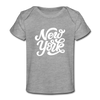 New York Baby T-Shirt - Organic Hand Lettered New York Infant T-Shirt - heather gray
