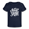 New York Baby T-Shirt - Organic Hand Lettered New York Infant T-Shirt - dark navy