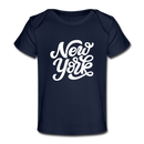 New York Baby T-Shirt - Organic Hand Lettered New York Infant T-Shirt - dark navy