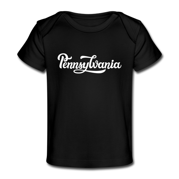 Pennsylvania Baby T-Shirt - Organic Hand Lettered Pennsylvania Infant T-Shirt - black