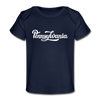 Pennsylvania Baby T-Shirt - Organic Hand Lettered Pennsylvania Infant T-Shirt - dark navy