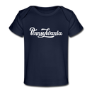 Pennsylvania Baby T-Shirt - Organic Hand Lettered Pennsylvania Infant T-Shirt - dark navy