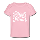 Rhode Island Baby T-Shirt - Organic Hand Lettered Rhode Island Infant T-Shirt - light pink