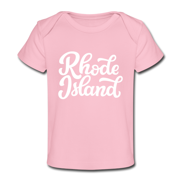 Rhode Island Baby T-Shirt - Organic Hand Lettered Rhode Island Infant T-Shirt - light pink