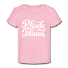 Rhode Island Baby T-Shirt - Organic Hand Lettered Rhode Island Infant T-Shirt - light pink