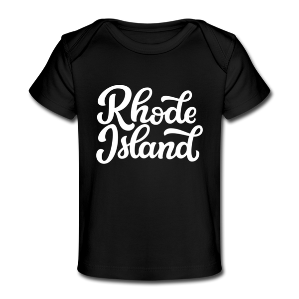 Rhode Island Baby T-Shirt - Organic Hand Lettered Rhode Island Infant T-Shirt - black