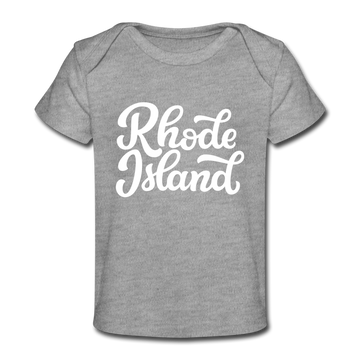 Rhode Island Baby T-Shirt - Organic Hand Lettered Rhode Island Infant T-Shirt - heather gray