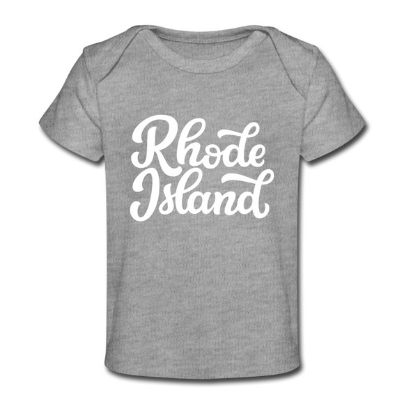 Rhode Island Baby T-Shirt - Organic Hand Lettered Rhode Island Infant T-Shirt - heather gray