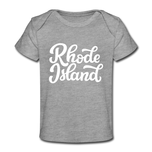 Rhode Island Baby T-Shirt - Organic Hand Lettered Rhode Island Infant T-Shirt - heather gray