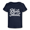 Rhode Island Baby T-Shirt - Organic Hand Lettered Rhode Island Infant T-Shirt - dark navy