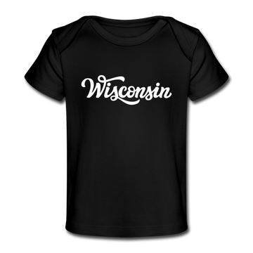 Wisconsin Baby T-Shirt - Organic Hand Lettered Wisconsin Infant T-Shirt - black