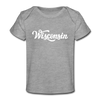 Wisconsin Baby T-Shirt - Organic Hand Lettered Wisconsin Infant T-Shirt - heather gray