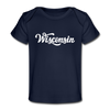 Wisconsin Baby T-Shirt - Organic Hand Lettered Wisconsin Infant T-Shirt - dark navy