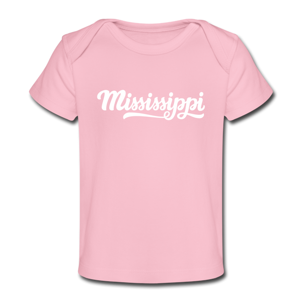 Mississippi Baby T-Shirt - Organic Hand Lettered Mississippi Infant T-Shirt - light pink