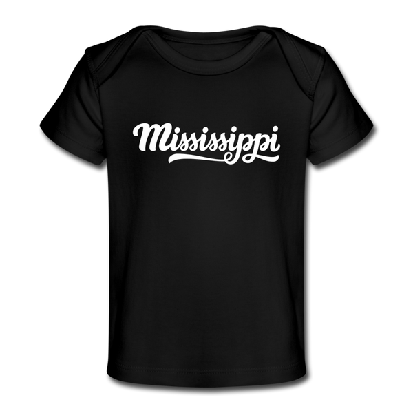 Mississippi Baby T-Shirt - Organic Hand Lettered Mississippi Infant T-Shirt - black