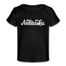 Nebraska Baby T-Shirt - Organic Hand Lettered Nebraska Infant T-Shirt - black
