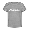 Nebraska Baby T-Shirt - Organic Hand Lettered Nebraska Infant T-Shirt - heather gray