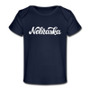 Nebraska Baby T-Shirt - Organic Hand Lettered Nebraska Infant T-Shirt - dark navy