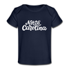 North Carolina Baby T-Shirt - Organic Hand Lettered North Carolina Infant T-Shirt - dark navy