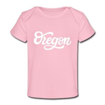 Oregon Baby T-Shirt - Organic Hand Lettered Oregon Infant T-Shirt - light pink