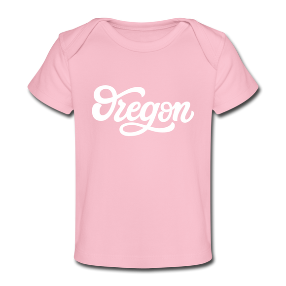Oregon Baby T-Shirt - Organic Hand Lettered Oregon Infant T-Shirt - light pink