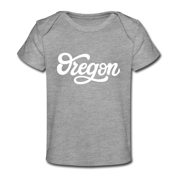Oregon Baby T-Shirt - Organic Hand Lettered Oregon Infant T-Shirt - heather gray