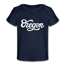 Oregon Baby T-Shirt - Organic Hand Lettered Oregon Infant T-Shirt - dark navy