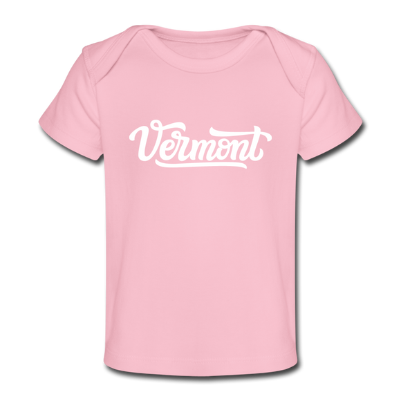Vermont Baby T-Shirt - Organic Hand Lettered Vermont Infant T-Shirt - light pink