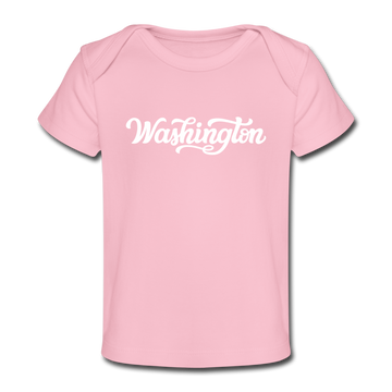 Washington Baby T-Shirt - Organic Hand Lettered Washington Infant T-Shirt - light pink
