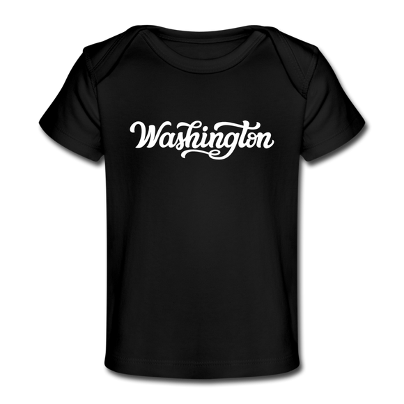 Washington Baby T-Shirt - Organic Hand Lettered Washington Infant T-Shirt - black
