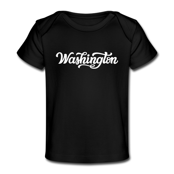 Washington Baby T-Shirt - Organic Hand Lettered Washington Infant T-Shirt - black