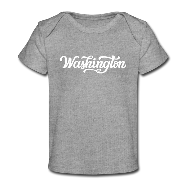 Washington Baby T-Shirt - Organic Hand Lettered Washington Infant T-Shirt - heather gray