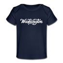 Washington Baby T-Shirt - Organic Hand Lettered Washington Infant T-Shirt - dark navy