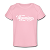 Wyoming Baby T-Shirt - Organic Hand Lettered Wyoming Infant T-Shirt - light pink