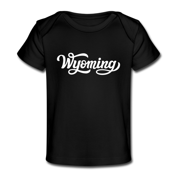 Wyoming Baby T-Shirt - Organic Hand Lettered Wyoming Infant T-Shirt - black