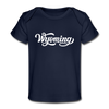 Wyoming Baby T-Shirt - Organic Hand Lettered Wyoming Infant T-Shirt - dark navy